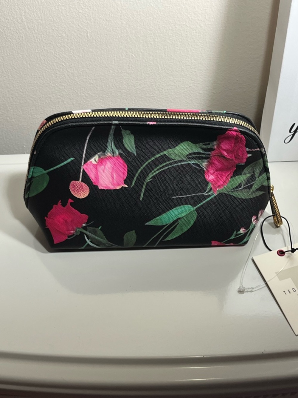 Ted Baker Black Floral Cosmetic Pouch - Picture 4 of 10